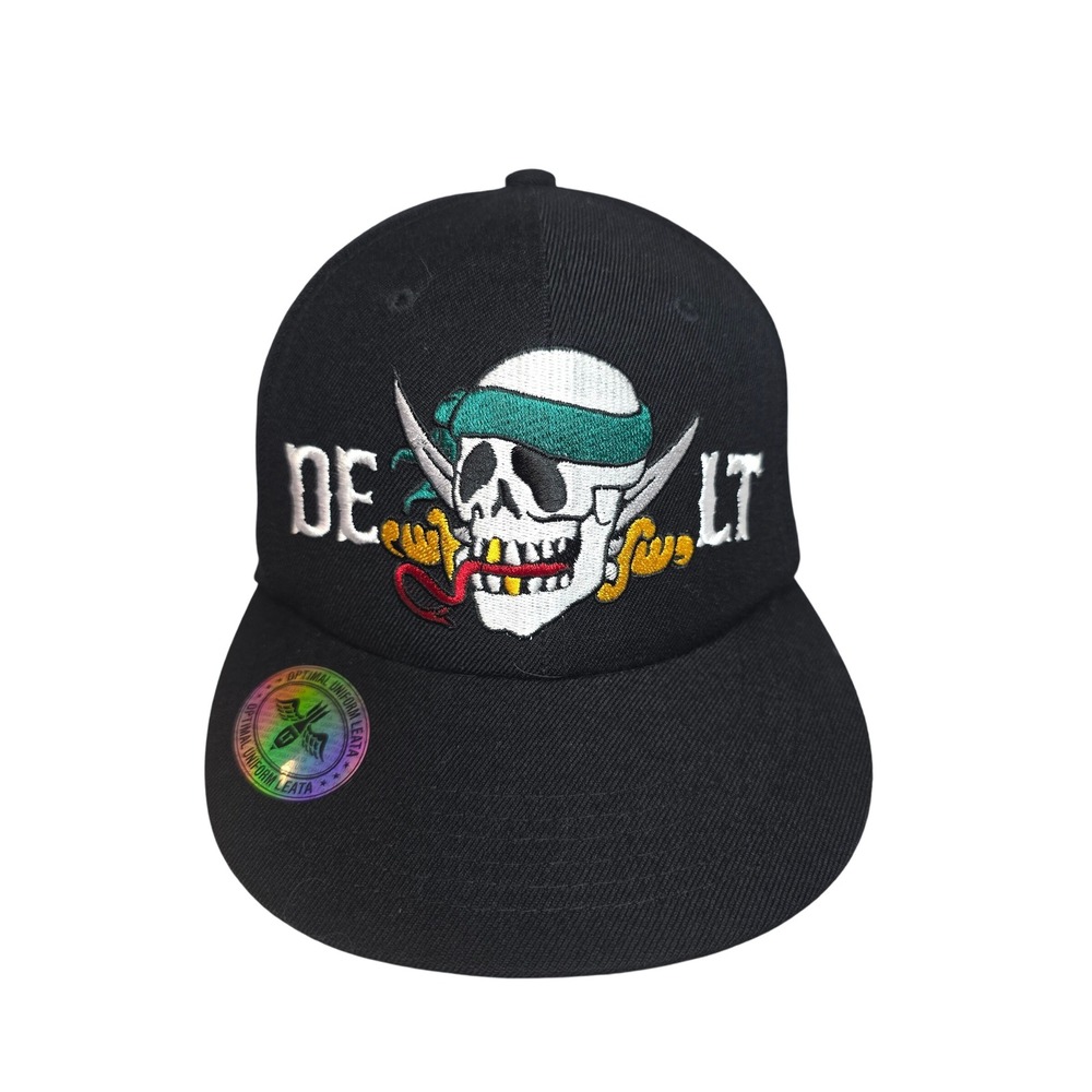 Leata Black SnapbackHat PirateSkull Embroidered
Cap RareFind KoreaMade Wool BL